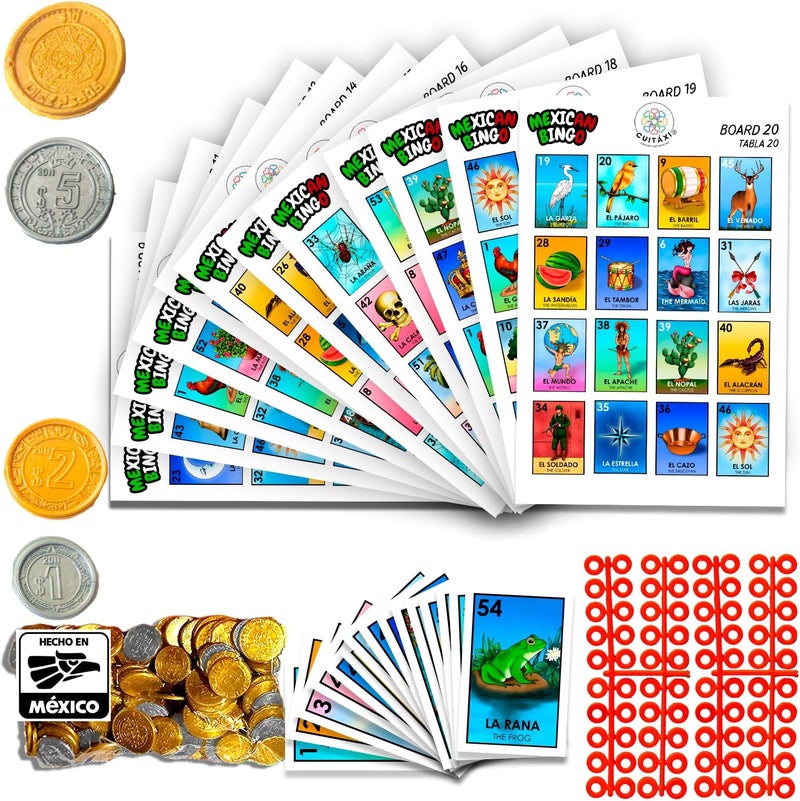 CuitÃ¡xi The Mexican Bingo Game for 20 Players Made in Mexico with Didactic Mexican pesos - Mexican Gifts de lujo Mexicano - Spanish Bingo - Juegos de mesa - Spanish Board Games - Image 1